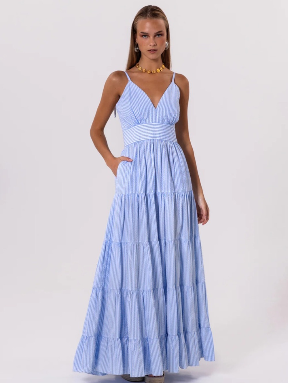 Seersucker Maxi Dress (Fiona Dress) - Picture 4 of 9